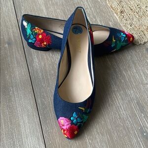 Nine West Multi Floral  Blue Flats
